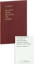Product Image: T.S. Eliot-RELIGIOUS DRAMA: MEDIAEVAL & MODERN-1954-1ST ED-1/326 SIGNED LTD-FINE