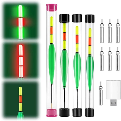 Angelposen Set, LED Posen Angeln Mit Bissanzeiger Und CR425 Batterie Ladegerät, - Bild 1 von 4