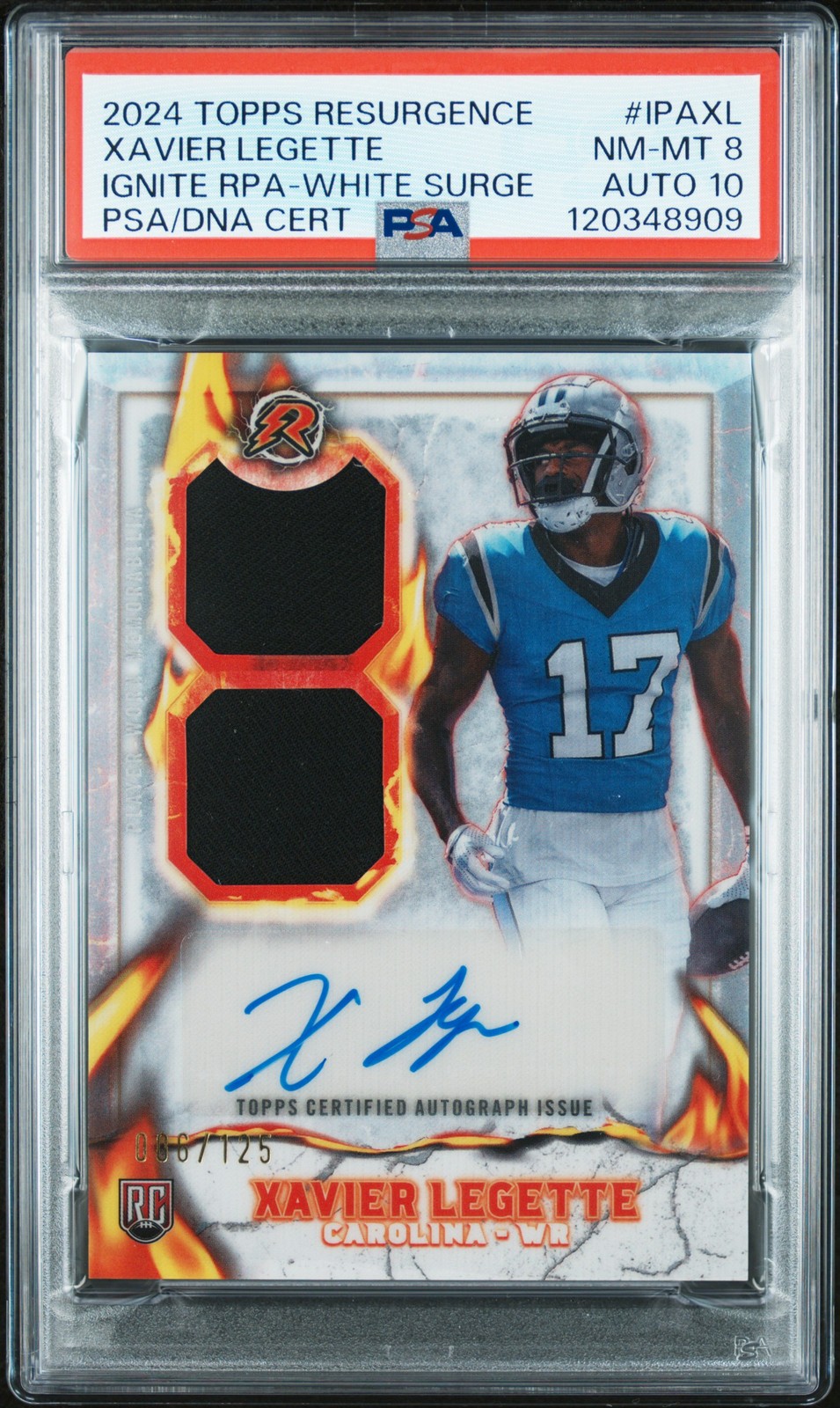 Xavier Legette Topps Resurgence Ignite Rookie Patch Autographs #IPAXL Blue Surge