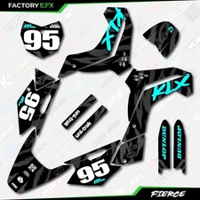 Black Cyan Fierce Graphics Kit fits Kawasaki 19-24 KLX140 KLX 140 Decals