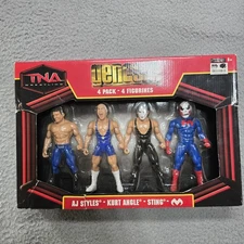 Vintage TNA GENESIS  4 Pack Kurt Angle AJ Styles Maniac JAKKS Unopened Flaws