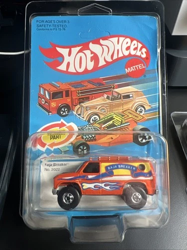 Vintage 1982 Hot Wheels Baja Breake Van Orange w/ Flames Mattel No. 2022 MOC