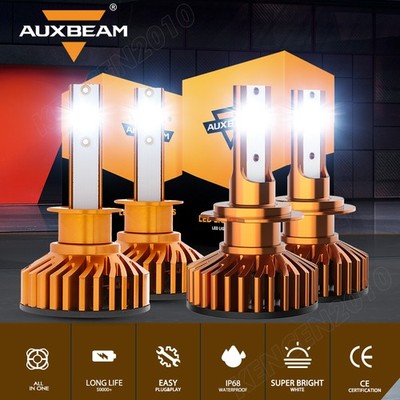 4x AUXBEAM H1 H7 LED Headlight High Low Beam For 2004 2005 2006 Hyundai Elantra