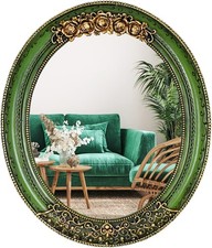 Oval Resin Vintage Mirror, Wall Mounted Decorative Mirror for Entryway, Hallway,