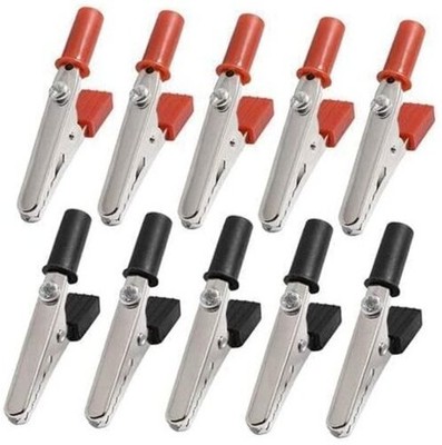 10Pcs 50mm Alligator Clips - Small Metal Electrical Clamps Wire - Red and Black