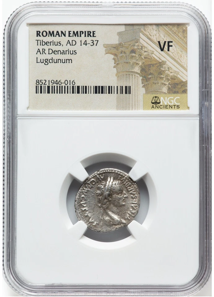 Emperor Tiberius & Pax Biblical Jesus Penny NGC Silver Roman Ancient Coin D558 - Image 3 of 4