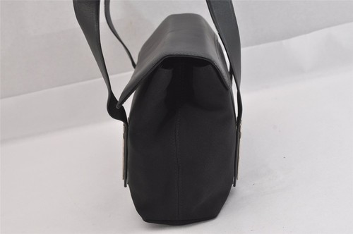 Authentic Salvatore Ferragamo Nylon Leather Shoulder Hand Bag Black 8314M - Picture 4 of 10