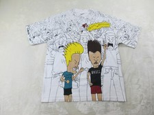Vintage 1993 Beavis and Butt-Head Shirt Mens XL White MTV AOP Stanley Desantis