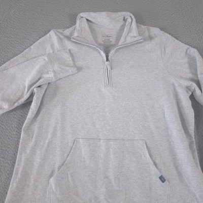 LL Bean Sweatshirt Womens XL Gray Quarter Zip Pullover Cotton Blend Pocket