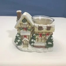 Vintage Christmas House Tea-Light-Candle Holder Hand Painted