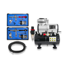 AIRBRUSH KIT AIR COMPRESSOR WITH TANK AIR BRUSH WITH 2 AIRBRUSHES 134 800 HOSE