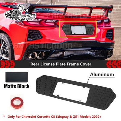 For Corvette C8 Z51 Stingray 20-25 Matte Aluminum Rear License Plate Frame Cover