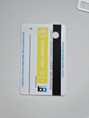BART Bay Area Rapid Transit Ticket Round Trip Yellow - Please Read!