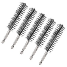 5 Pcs 1/4" Hex Shank Bore Brush TUBES PORTS Stainless Steel Twisted Wire Brush
