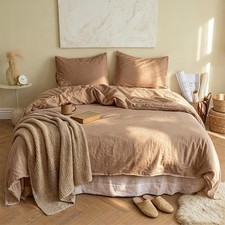 BISELINA French Linen Duvet Cover Set 2pcs with Hidden Zipper Closure Natural...