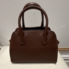 Brown Buckle Accent Satchel Top Handle Bag Double Handles Women's