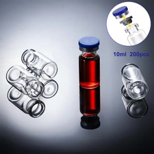 200pcs 10ml Headspace Sample Vials 20mm Crimp Top Bevelled Edge Flat Bottom US