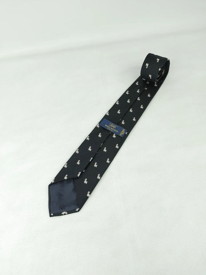 Brooks Brothers 346 Pure Silk Men's Necktie Black Dog Lover Geometric Terrier - Image 2 of 3
