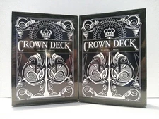 TWO NEW SEALED CROWN DECK V2 PLAYING CARDS, BLACK PREMIUM W/ EMBOSSED TUCK CASE