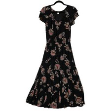 Old Navy Floral Dark Romantic Fairy Whimsigoth Tiered Skirt Midi Dress Small
