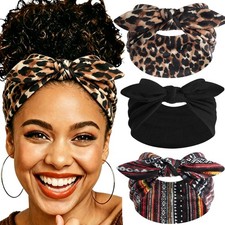 3 Pcs Wide Bow Headbands for Women Twist Knotted Turban Multicolor 08