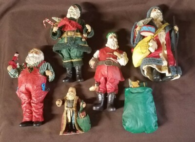 4 Clothtique Santa Figures Plus 1 Other Paper Mache 1986-1988