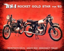 BSA ROCKET GOLD STAR MOTORCYCLE MOTORBIKE MAN CAVE METAL PLAQUE TIN SIGN 1030