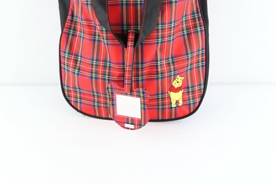 Vintage 90s Disney Winnie the Pooh Spell Out Plaid Handled Tote Bag Sack Red Vintage 90s Disney Winnie the Pooh Spell Out Plaid Handled  main image 2