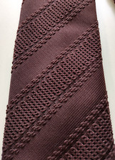 Vtg Custom Designed Unique All Dacron Polyester Weave Look Brown Tie 55 inches