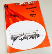 International 56 Planter 4 Row Operators Owners Manual Settings Rates Charts