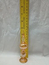 Perfume Bottle & Dabber  Blown Glass Orange with Gold Trim 5" Tall