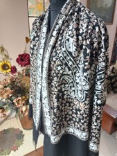 Black shawl Hand Embroidered Pashmina Kashmiri Scarf Crewel cashmere Stole Soft