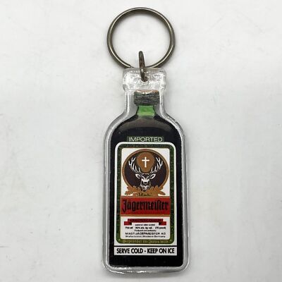 Vtg Jagermeister Key Chain Bottle Shape Germany Double Side Novelty Liquor Beer