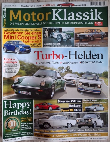 MotorKlassik - Januar 2014 - Turbo-Helden -Porsche 911 - Audi Quattro - BMW 2002
