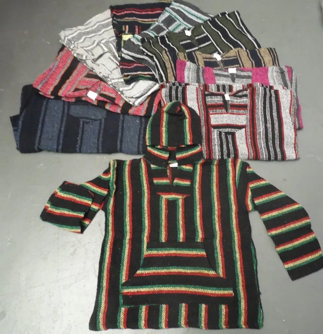 Wholesale Lot 10 pieces Assorted Baja Jacket Hoodie Poncho Drug