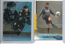 2016-17 Fleer Showcase Flair #4 Joe Pavelski R1 + PAVELSKI 2016-17 CANVAS C68