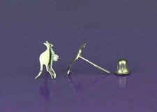 Solid 14k Gold Kangaroo Screw Back Stud Earrings with Cubic Zirconia Stone
