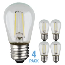 4 Pack 1W Watt S14 LED Filament Outdoor String Light Bulb 120V Medium E26 Clear