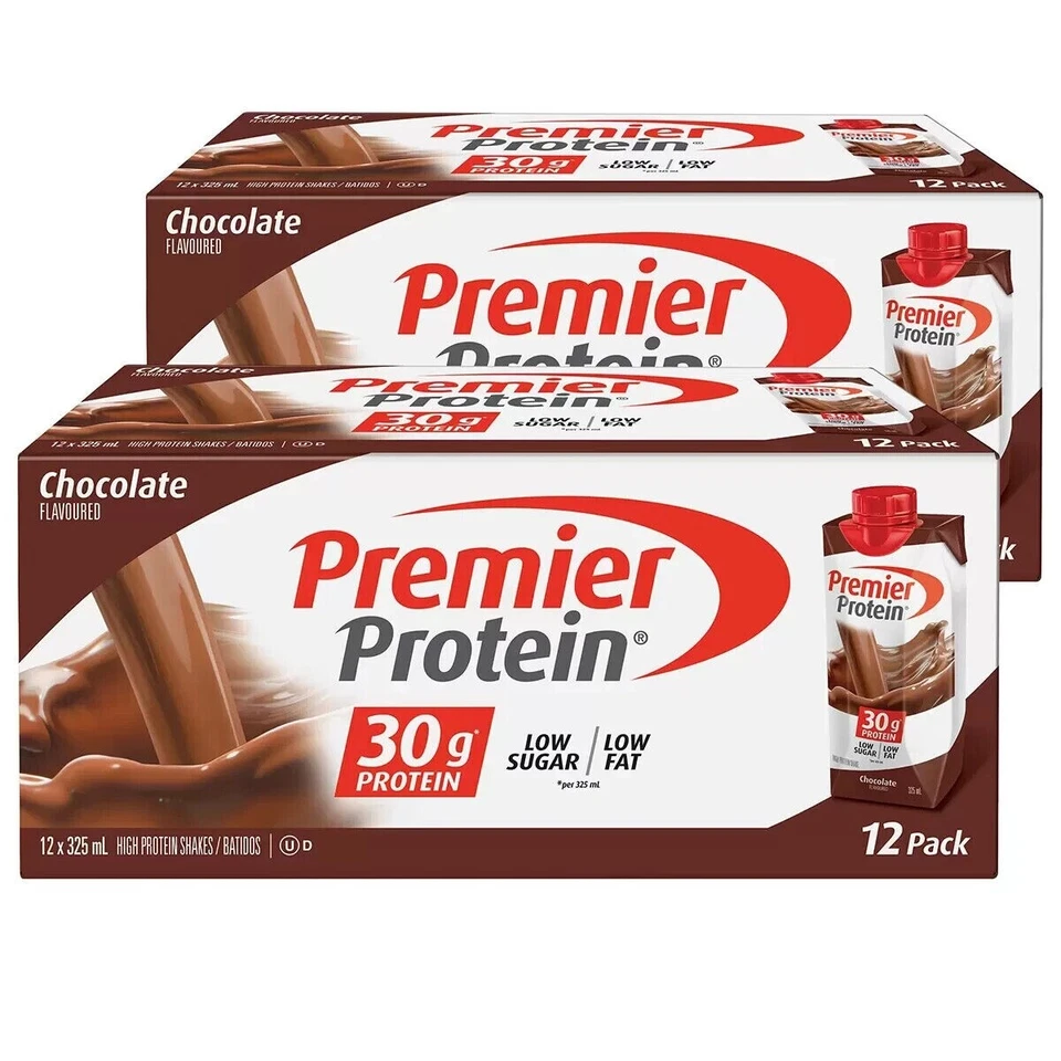 NEW Premier Protein Chocolate Protein Shake Workout Fuel Choc Drink 24 x 325mL