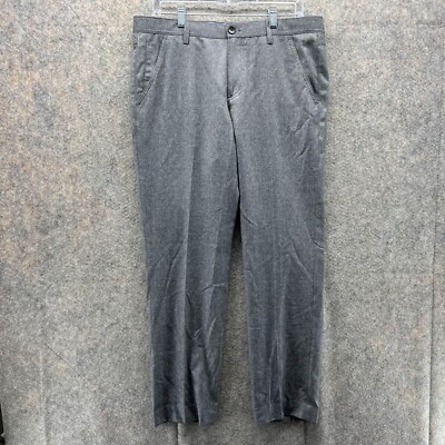 Hugo Boss Pants Men 34R Gray Chino Pleated Dress Casual Virgin