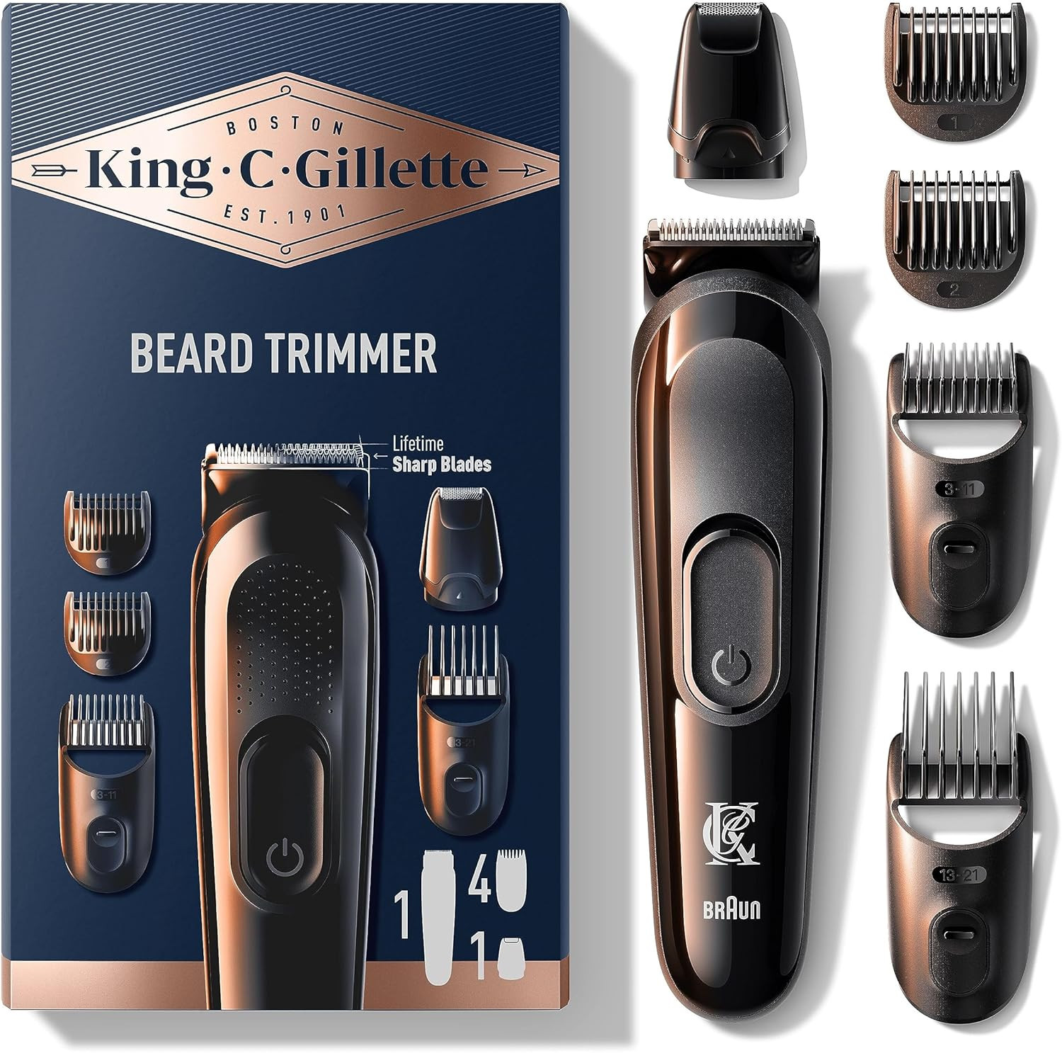 Regolabarba Uomo Impermeabile - Rasoio Elettrico Barba con Kit Pettini
