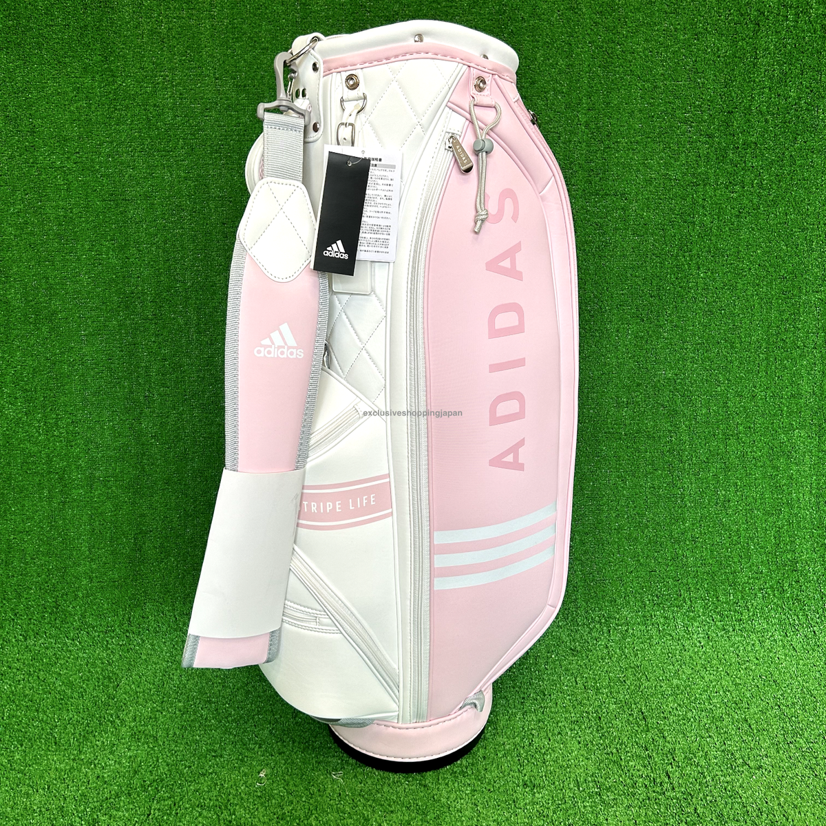 Adidas Three Stripe Golf Bag PINK Ladies 5way 8.5 Adidas Three Stripe Golf Bag PINK Ladies 5way 8.5