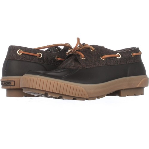 Michael Kors Mujer Pato Botas Hyde Firma Marrón Mk Logo de Agua Talla 6 Nib  | eBay