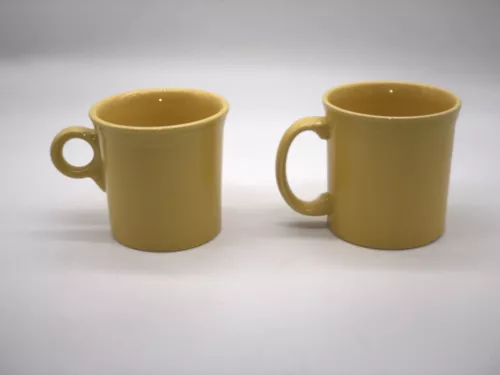 Set of 2 Fiesta Ware Sunflower Yellow Coffee Mugs Cups  12 oz. Made in USA Vtg
