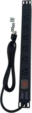 19" 1U Rack Mount PDU Power Strips 6 or 8 Outlet Mountable Power Strip, Wall Mou