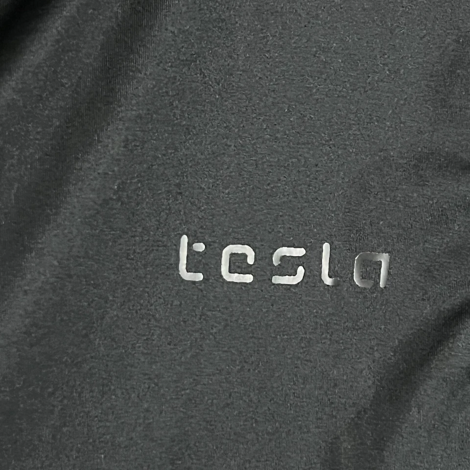 Camisa Top Tesla Performance para Mujer XL Larga Negra Azul Logo Spellout Foto 3 de 4