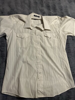 Vintage Panhandle Slim Pearl Snap Shirt Men XL White Striped Western 16 1/2