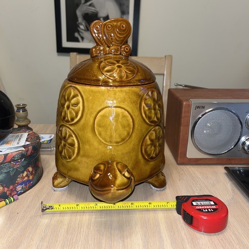 Vintage McCoy Art Pottery "Tommy Turtle" Cookie Jar with Butterfly on Lid #271
