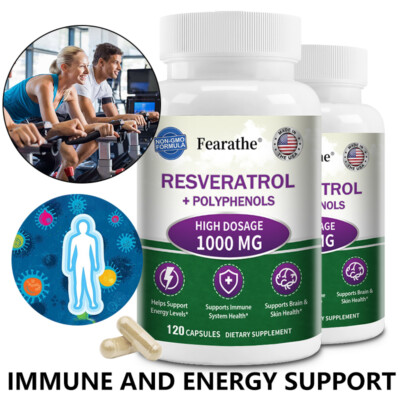 Resveratrol 1000mg Supplement - Balance Energy,Supports Skin,Brain,Immune Health