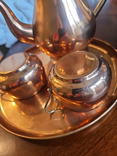 ODI Copper Teapot Set Made in Portugal Marked Solid Copper 9" Tall Vintage - Picture 2 of 23